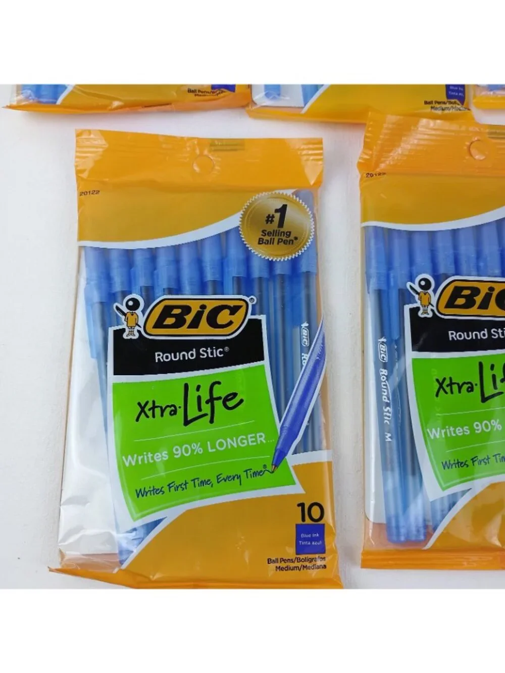 9 Pack BiC Round Stic Xtra Life Ball Pen, Medium, 1 Black, 8 Blue , 10 Ct Ea